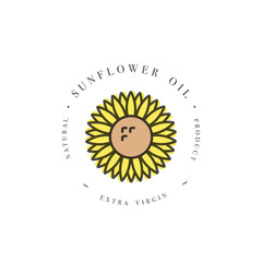 Vector design element and icon in linear style - sunflower oil - healthy vegan food