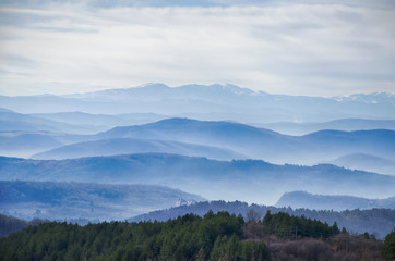 Mountain Fog Blue Landscape