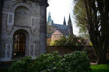 Fototapeta na wymiar Prague cathedral exterior view. Czech.