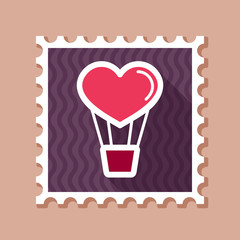 Heart air balloon thin line stamp