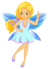 Fototapeta na wymiar Cute fairy with blue wings