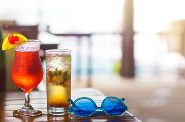delicious fruit cocktails by the beach