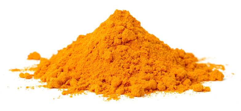 turmeric powder isolated on the white background