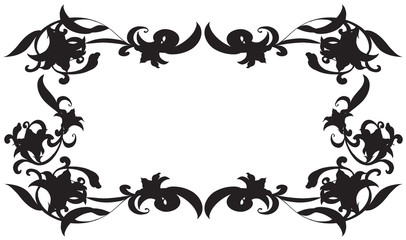 Frame template with silhouette flowers