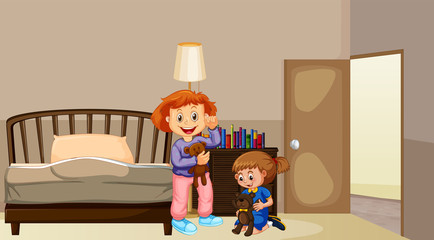 Two girls in bedroom