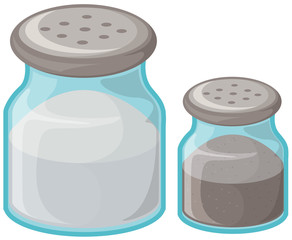 Salt and pepper in bottles