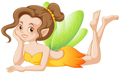 Obraz na płótnie Canvas Cute fairy in yellow costume