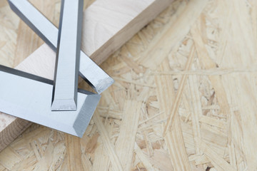 professional chisels on a wooden background