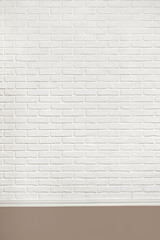 white brick wall with floor for background or texture, , abstract photo