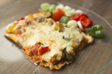 Italian food known as lasagna.