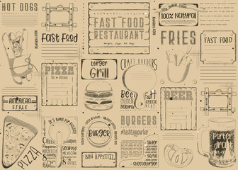 Fototapeta na wymiar Fast Food Restaurant Placemat