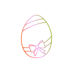Vector easter egg with ribbon and bow. Line art Easter gift design