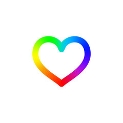 Vector illustration of heart logo. Rainbow heart. Symbol of Saint Valentine day