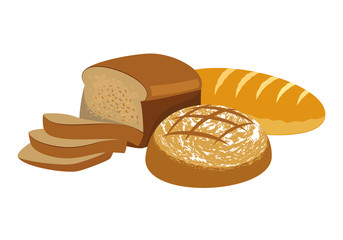 Fresh bread. Bakery products collection. Bread logo for bakery shop and bread house. Bakery emblem vector illustration isolated on white background.