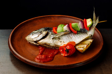 Dorado fried on the grill.