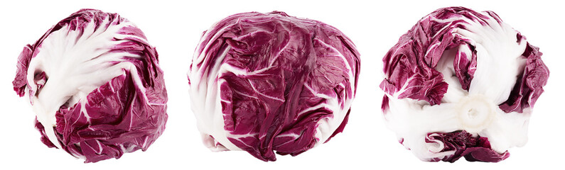 Fototapeta premium Collection of red salad radicchio on white