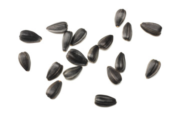 sunflower seeds isolated on white background. top view