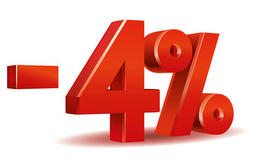 illustration vector in red color of 4 percent isolated in white background