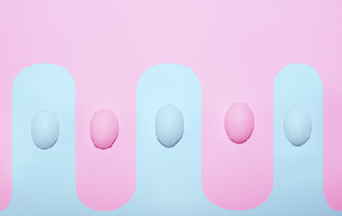 Pink and blue graphic design with easter egs