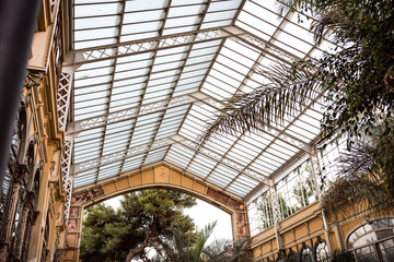 Industrial, abstract greenhouse in Barcelona, spain