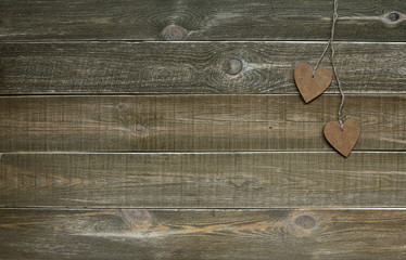 place for text. love concept.  Valentines day concept. Valentines. Two wooden hearts are linked...