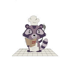 vector illustration with cartoon style raccoon