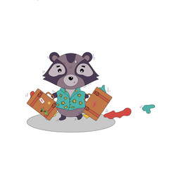 vector illustration with cartoon style raccoon