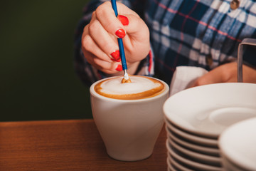 Latte art on the cup