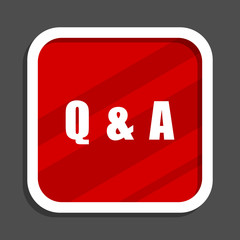 Question answer icon. Flat design square internet banner.