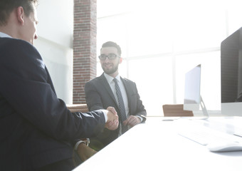 business handshake . photo with copy space.