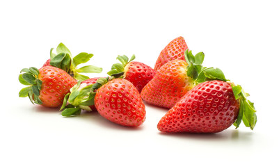 Fresh strawberries set isolated on white background.