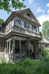 Deteriorated abandoned haunted old house. Dobele, Latvia