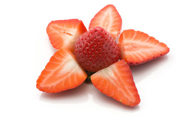 Garden strawberry star flower isolated on white background.