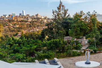 Genocide memorial and city bussiness district view of Kigali, Rwanda