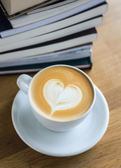 Cappuchino and book. Concept and idea of study and relax