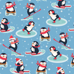 seamless pattern with penguins
