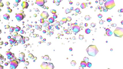 Holographic gems background. 3d illustration. Rhinestones abstract wallpaper. Rainbow multicolor pyramids. Crystals. Diamonds. Jewelry. Fashion. Simple geometric shapes backdrop.