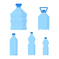 Set plastic bottle with mineral water