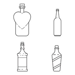 Set line icon glass bottle for alcohol