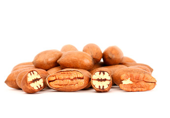 Pecan Nuts with detail on full section and core