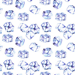 ice cubes. Pattern, watercolor - 191105487