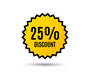 25% Discount. Sale offer price sign. Special offer symbol. Star button. Graphic design element. Vector