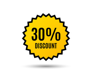 30% Discount. Sale offer price sign. Special offer symbol. Star button. Graphic design element. Vector