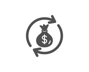 Cash exchange simple icon. Dollar money bag symbol. Money transfer sign. Quality design elements. Classic style. Vector