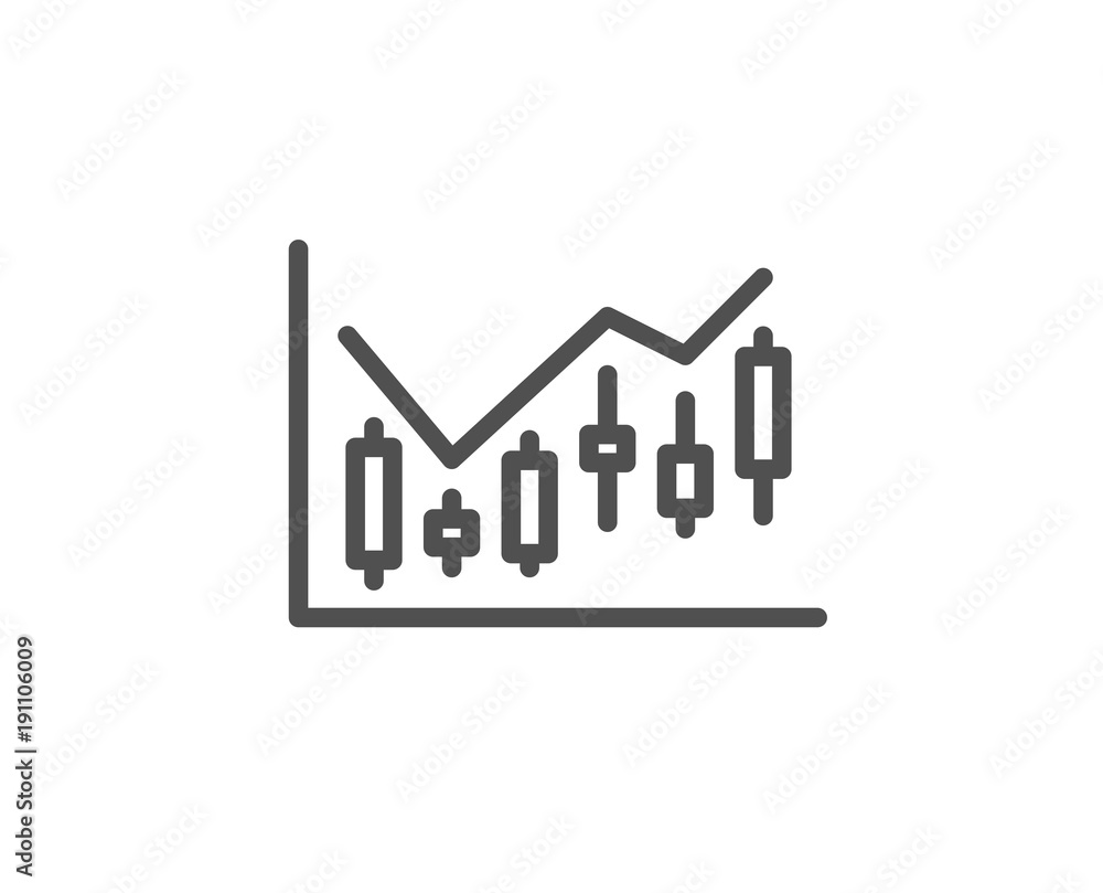 Poster candlestick chart line icon. financial graph sign. stock exchange symbol. business investment. quali