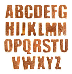 Homemade cookie letter alphabet on white background. Isolated