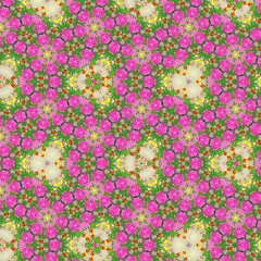 green pink  floral mosaic pattern
