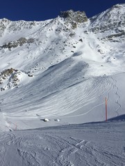 sunny day on the ski slope 