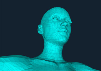 futuristic portrait of a person in low poly style