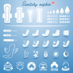 Feminine hygiene products (white napkins, pads and tampons icon set) © Good Job